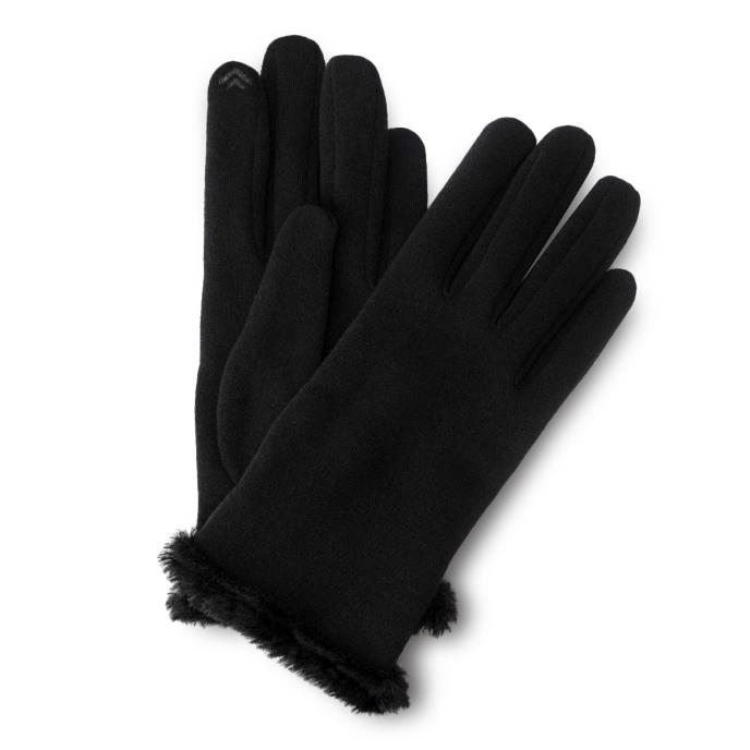 Isotoner® Ladies Thermal SmarTouch Glove With Fur Cuff Black Extra Image 1
